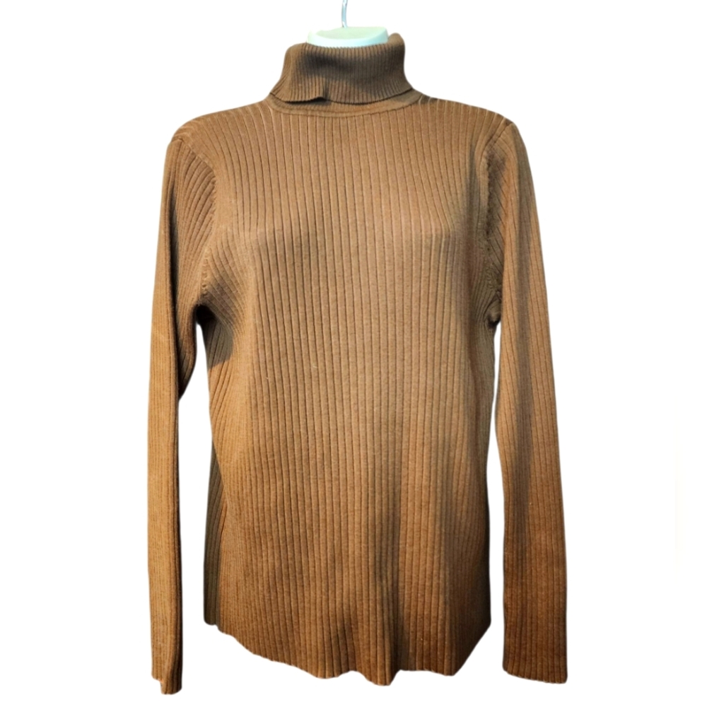 Lane Bryant Chocolate Ribbed Knit Blouse Good Condition